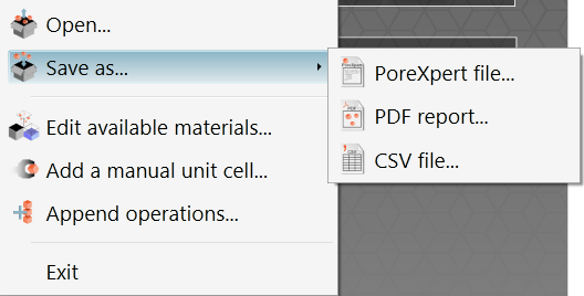 porexpert file menu