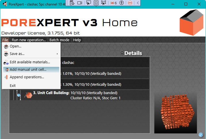 Home screen with two simple fits, build and enter manual