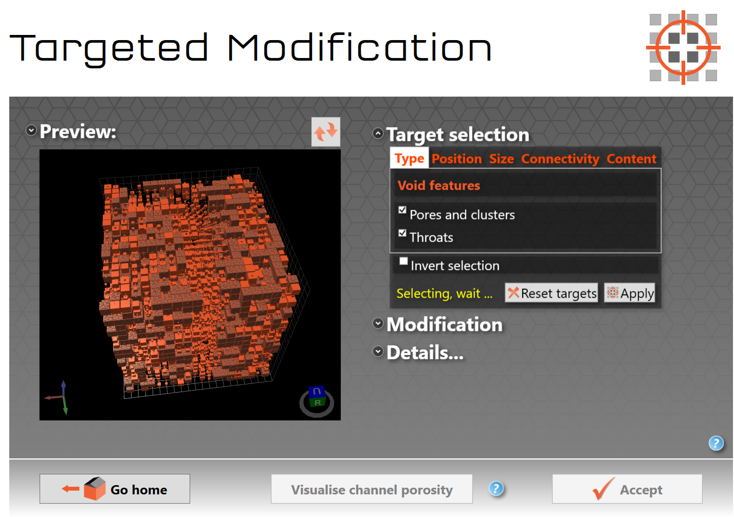 Figure CPV 3. Targeted modification screen while selecting features