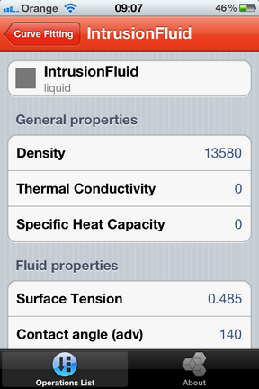 Material Database Screen iOS