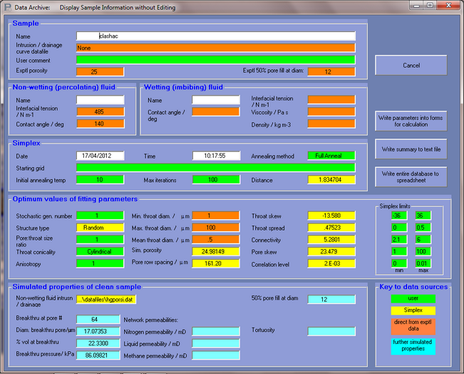 sample info Pore-Cor