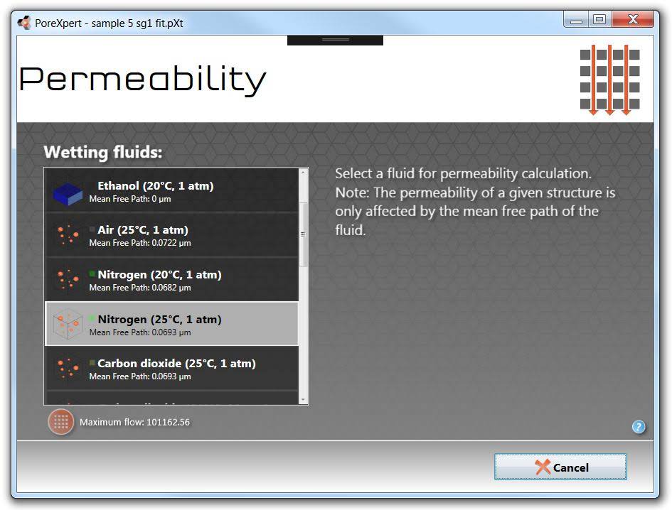 permeability screen during operation