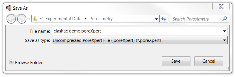 save as uncompressed porexpert file screen