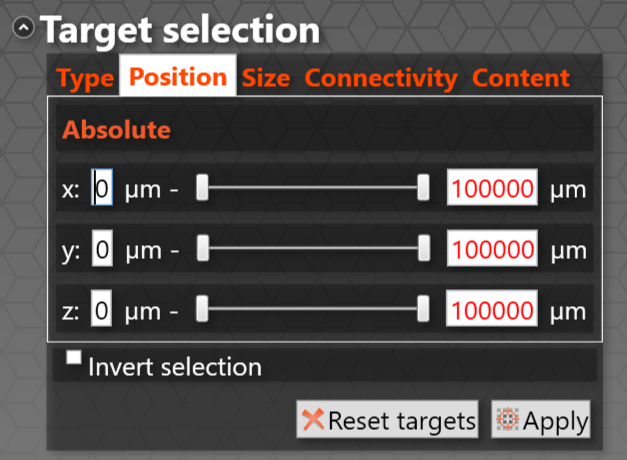 TargMod batch mode default position range