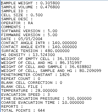 datafile format Quantachrome